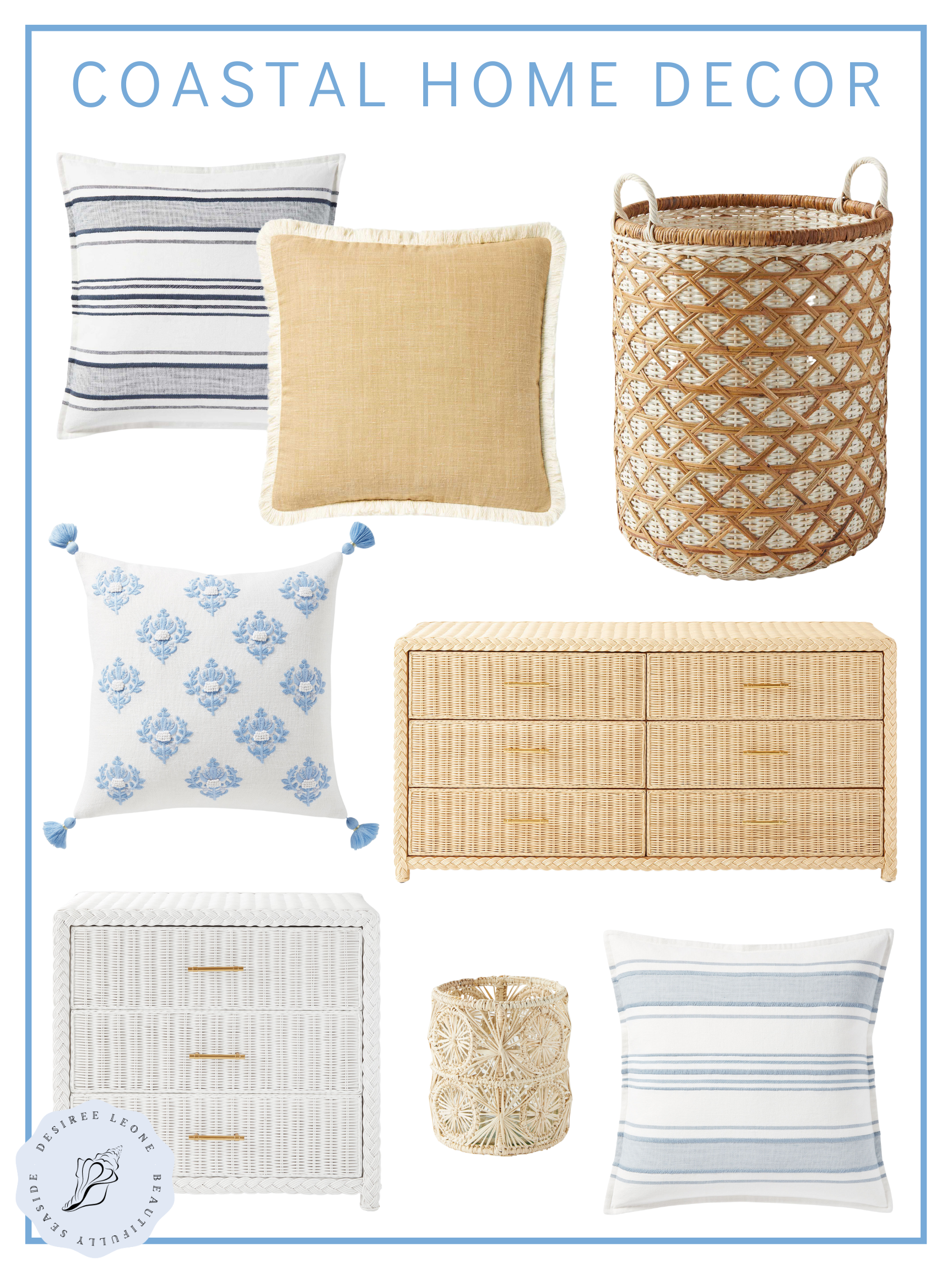 Desiree Leone of Beautifully Seaside features over 150 new arrivals in coastal home decor for spring and everything is on sale!