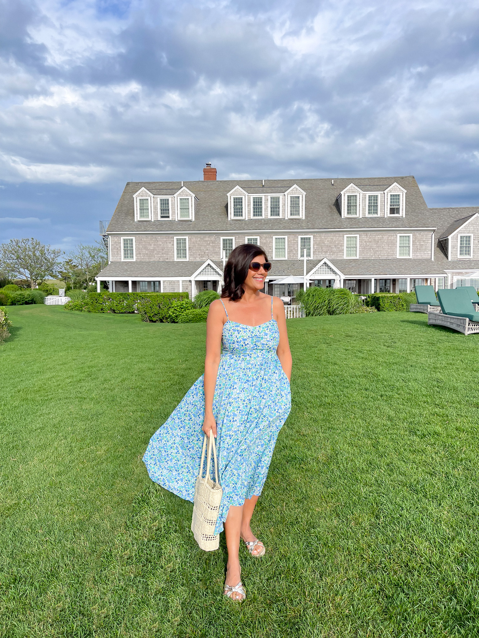 Desiree Leone of Beautifully Seaside is features a flowy summer midi dress I wore in Nantucket that's perfect for summer weddings.