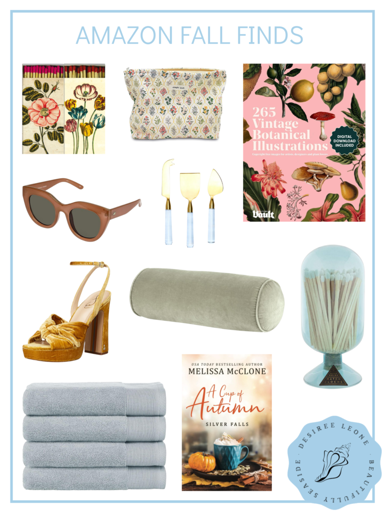 Desiree Leone of Beautifully Seaside shares an Amazon Sunday list of favorites or fall including home decor, fashion, and the best fall book.