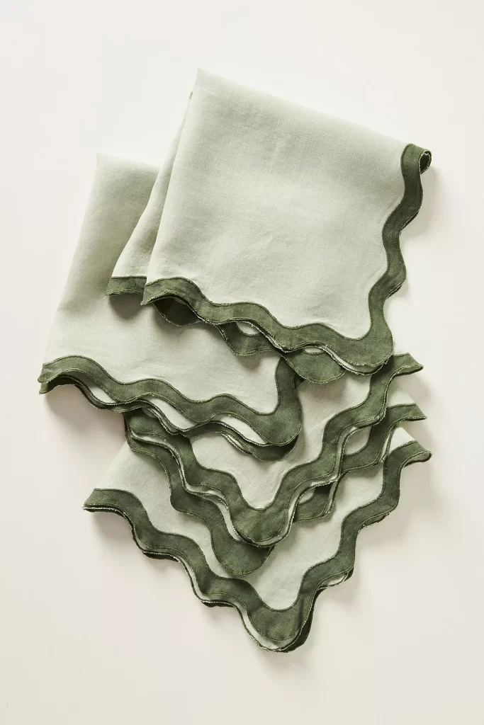 Desiree Leone of Beautifully Seaside is sharing everything that's in my cart from Anthropologie's new fall collection, like these scalloped linen napkins.