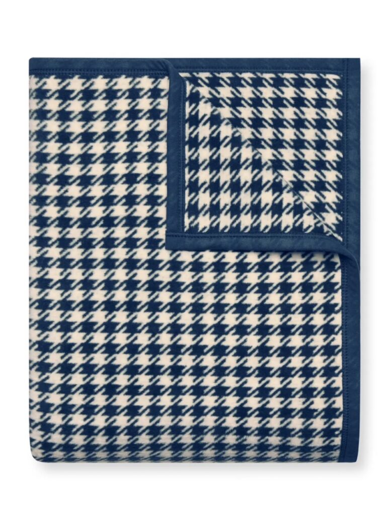 Houndstooth Navy ChappyWrap blanket adding sophistication to fall decor.