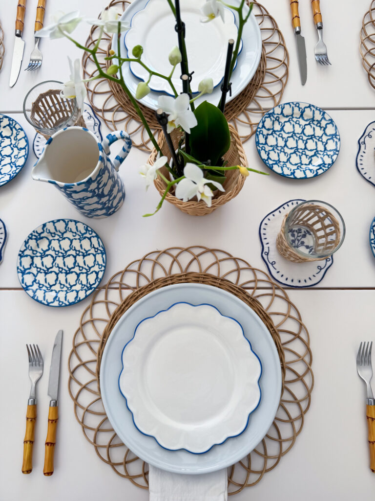 Desiree Leone of Beautifully Seaside kicks off a new series with a blue and white table setting for the new year.