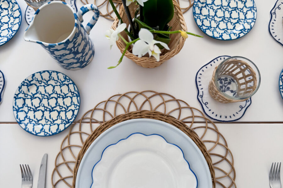 Desiree Leone of Beautifully Seaside kicks off a new series with a blue and white table setting for the new year.