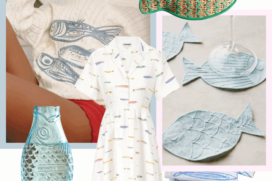 This unexpected coastal trend is summer's cutest surprise—a little nostalgic, and entirely charming: fish and sardine prints. 