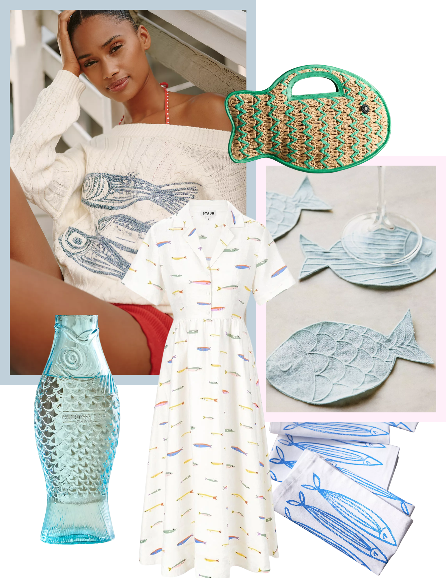 This unexpected coastal trend is summer's cutest surprise—a little nostalgic, and entirely charming: fish and sardine prints. 