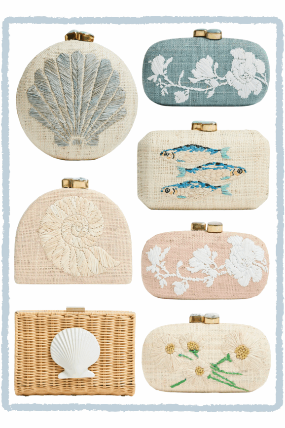 The Prettiest Pamela Munson Clutches + Minaudières for a Coastal Summer Getaway, including beautiful vintage style embroidery.