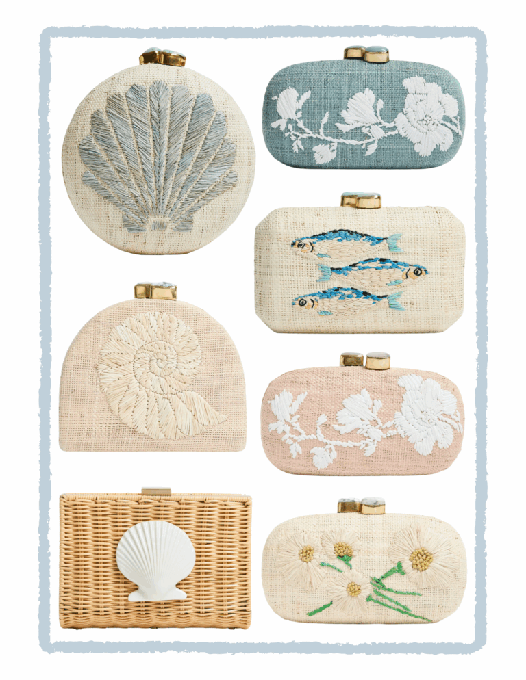 The Prettiest Pamela Munson Clutches + Minaudières for a Coastal Summer Getaway, including beautiful vintage style embroidery.