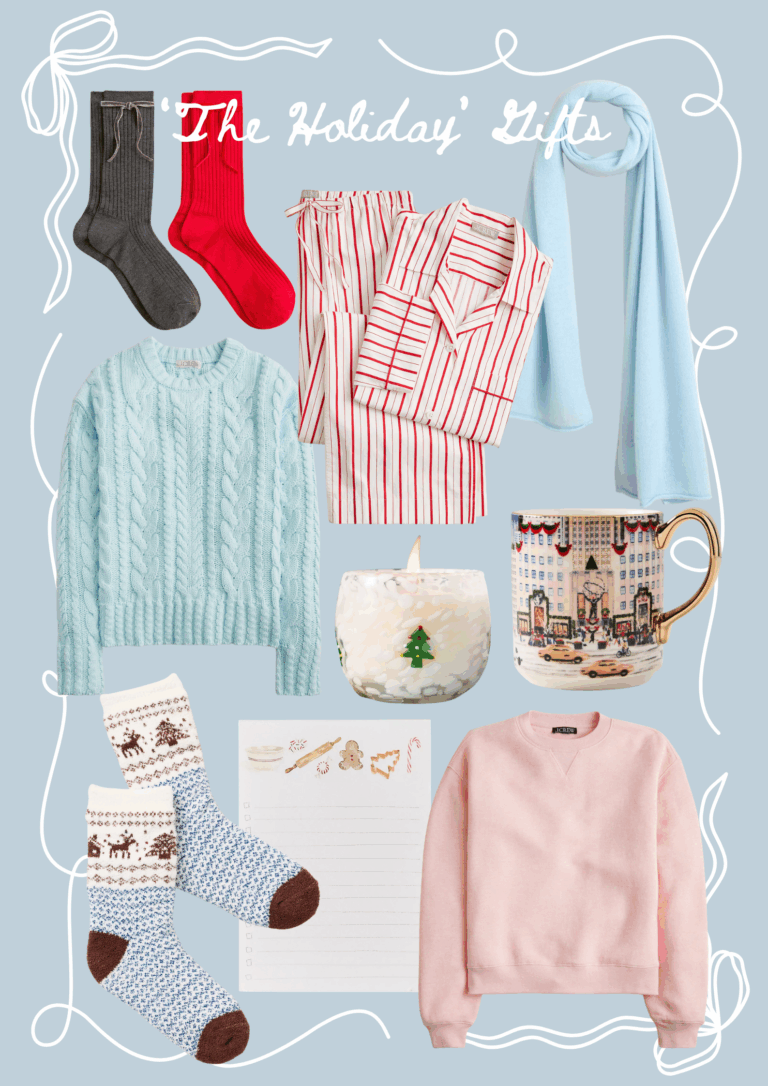 'The Holiday' Inspired Gifts: A Cozy Gift Guide, including the coziest sweaters, pajamas, fluffy socks, and more for the season.