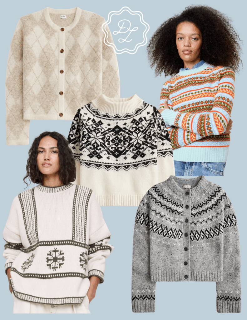 The coziest patterned sweaters to wear (and love) this holiday season, including some favorites I'm adding to my wardrobe. 