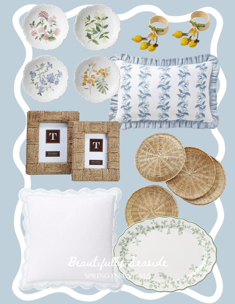 Pretty Spring Home Finds to Welcome the New Season, including new tabletop pieces, pillow covers, and more. 